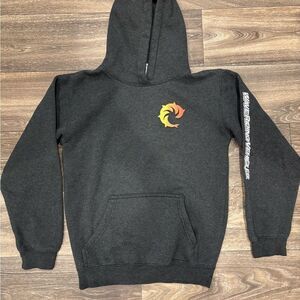 Wave Riding Vehicles Dark Gray Hoodie with Orange and Yellow Logo Youth Large